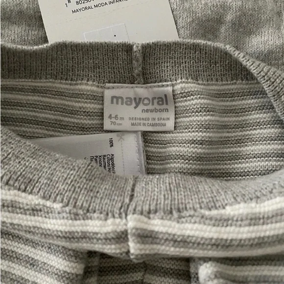 NWT Mayoral Newborn Gray/White 2 Piece Fair Isle Pants Sweater 4-6 Months